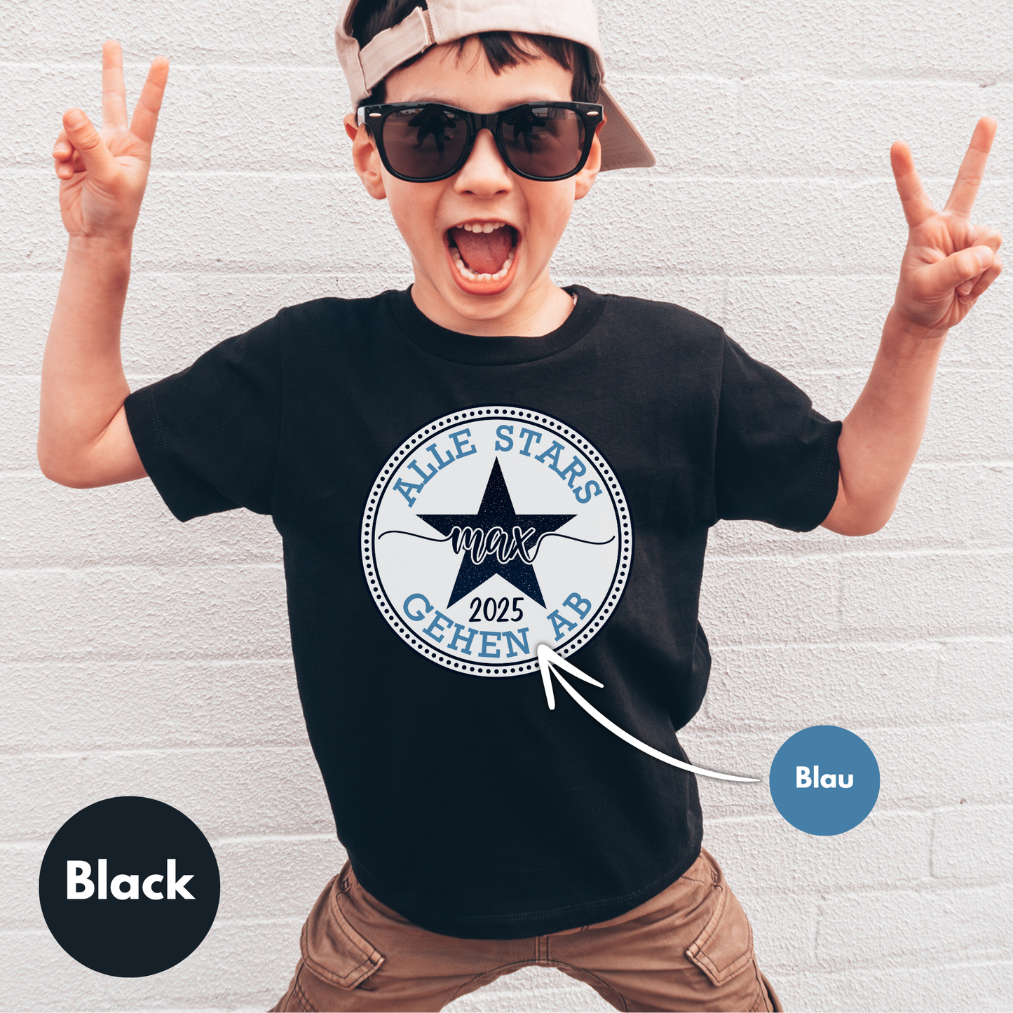 Schulkind Gruppenshirt | Schulabschluss Grundschule | Abschiedsgeschenk 4. Klasse Schüler | beidseitig bedruckt mit Namen und Schuljahr